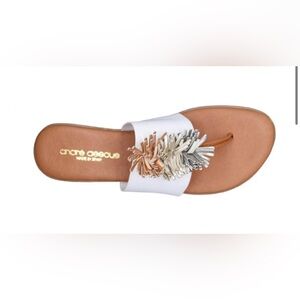 Andre Assous Novalee White/Metal Thong Sandal
